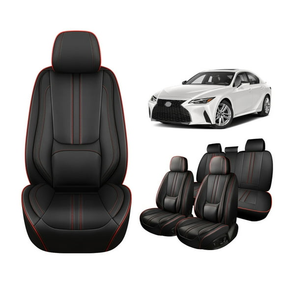 Faifani Car Seat Covers Full Set For Lexus For IS250 2006-2020, Waterproof Nappa Leather Auto Seat Protectors with Lumbar Support, Luxury Automotive Interior Accessories
