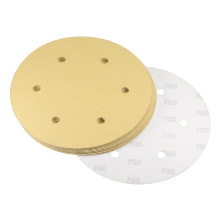 

9-Inch Sanding Discs 80 Grits 6-Hole Aluminum Oxide Abrasive Hook and Loop Backed Large Size Sandpapers 10 Pack