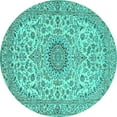 thumbnail image 1 of Ahgly Company Machine Washable Indoor Round Medallion Turquoise Blue Traditional Area Rugs, 7' Round, 1 of 4