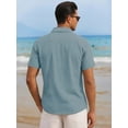 thumbnail image 3 of RICHCOIN Men's Button Down Shirts Short Sleeve Casual Summer Beach Vacation Wedding Shirt with Pocket, 3 of 7