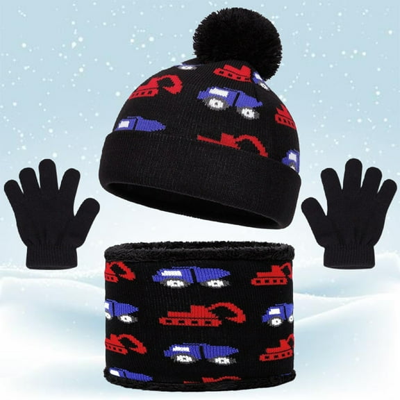 KANG Winter Scarf Hat And For Kids Knitted Neck Warmer Thermal Touchscreen Mittens Cold Weather