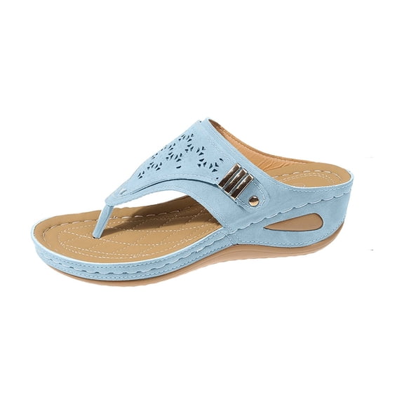 HAJWOH Womens Orthopedic Sandals Non Slip Slip on Arch Support Summer Flat Sandals Wide Hiking Shoes 2026 Soft Foam Shoes Sky Blue 36