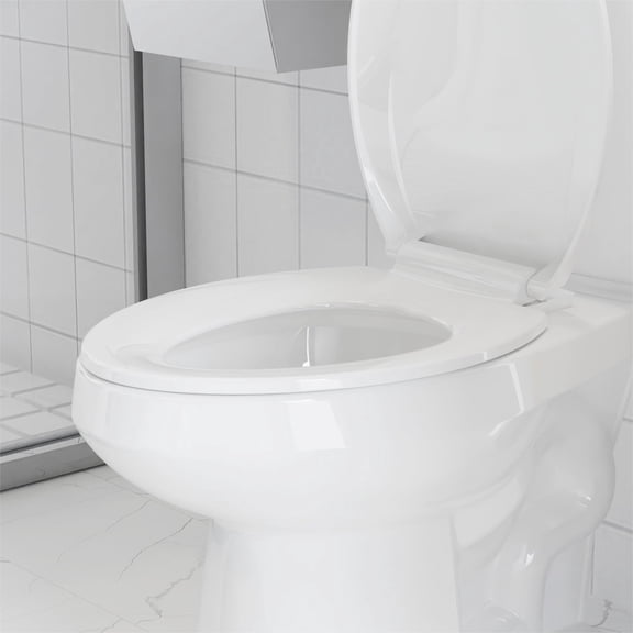 Commercial Round & Elongated Toilet Seat with Toddler Potty, Soft Close Quick-Release Hinges, Durable White PP Material | Dual Use Toilet Seat