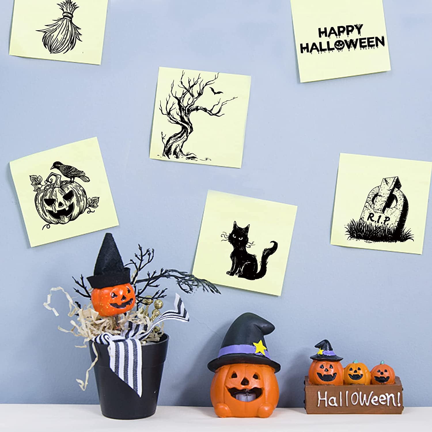 ORIGACH Halloween Silicone Clear Stamps, Witch Ghost Cat Bat Pumpkin  Reusable Silicone Stamps for Halloween Card Making Scrapbooking DIY  Halloween