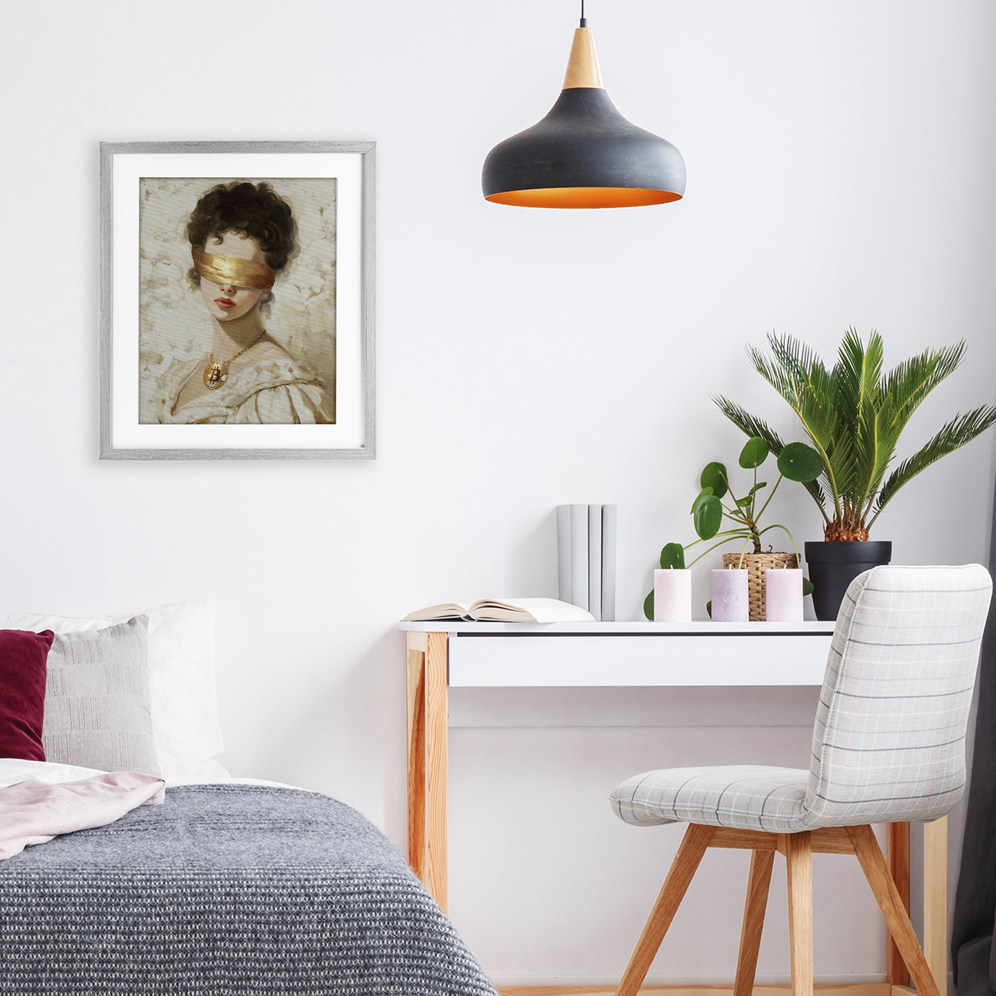 Stupell Industries Crypto Veil Portrait Gray Framed Print Under Glass, design by Svetlana Aleynikova