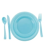 Factory Direct Light Blue Cutlery Combo Pack - 24 Ct. Plastic Cutlery Set Great for Party