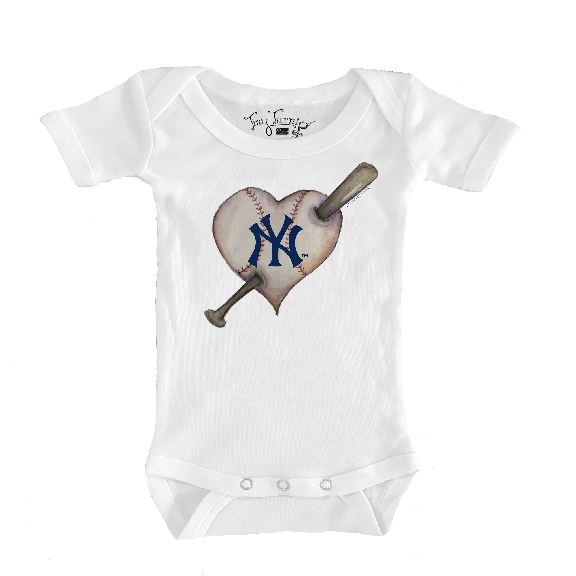 Infant Tiny Turnip White New York Yankees Heart Bat Bodysuit - Walmart.com