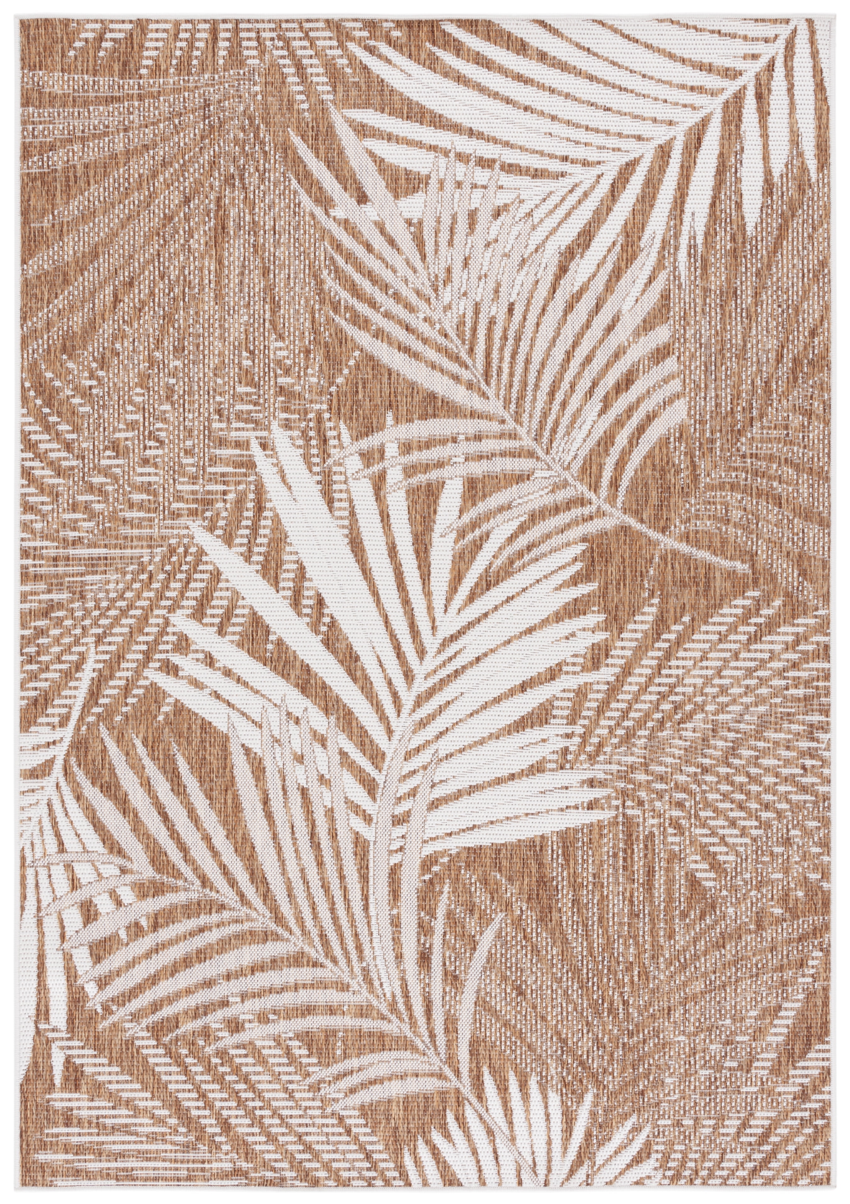 SAFAVIEH Beach House Declan Botanical Indoor/Outdoor Area Rug, Brown/Ivory, 8' x 10'