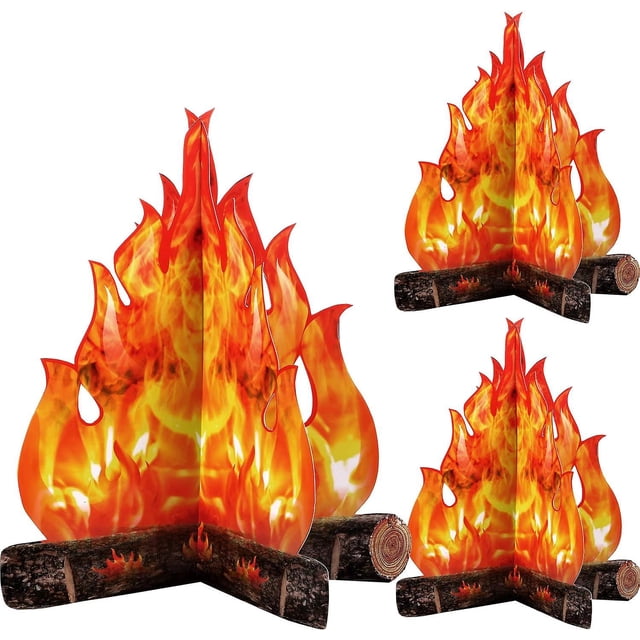 Centro de mesa de fogata de cartón decorativo 3d, fuego Artificial, llama falsa, papel, fiesta, antorcha de llama decorativa (rojo naranja)