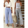 thumbnail image 6 of ANRABESS Women Striped Gingham Wide Leg Palazzo Pants Casual Lounge Cropped PJ Bottoms Comfy Cute Plaid Pants with Pockets Black White Stripe Large, 6 of 8