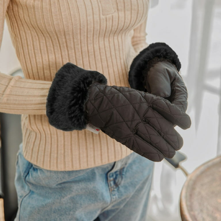 accsa Guantes de Esquí para Mujeres para el Invierno Resistente al Agua y  al Viento 3M Thinsulate Fur Cuff Guantes Calientes Blanco M : :  Moda