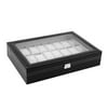 24 Grid Slot PU Leather Watch Box Display Case Organizer Jewelry Storage