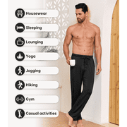 ANLIQI Mens Pajama Pants Rayon Made from Bamboo Soft Comfy Lounge Bottoms with Pockets 2 Pack (2Black, XL)