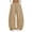 Khaki, variant on Vixolx Womens Wide Leg Sweatpants Decorative Drawstring Elastic Waist Baggy Barrel Pants with Pockets Casual Solid Color Trousers
