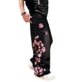 thumbnail image 3 of Mrmall Mens Baggy Wide Leg Jeans Flower Embroidered Loose Fit Y2K Hip Hop Streetwear Denim Pants, 3 of 6