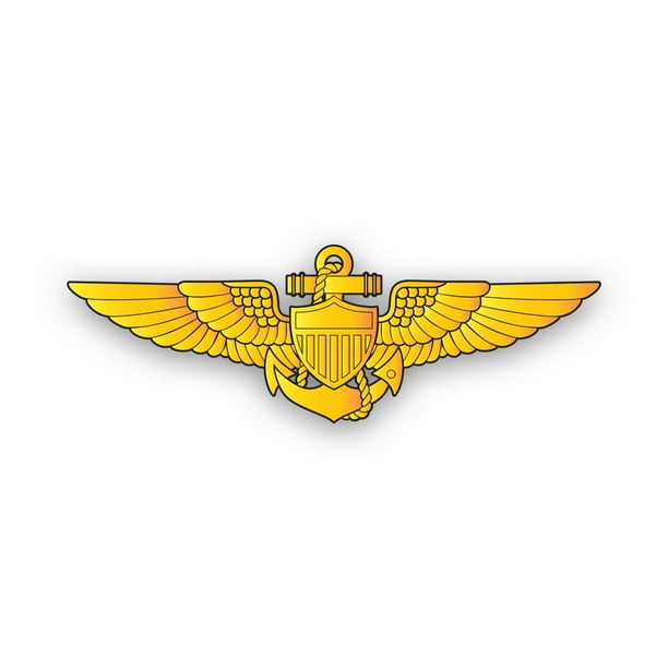 Gold Navy Aviator Wings Sticker Decal - Self Adhesive Vinyl