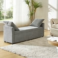 thumbnail image 6 of 59" Storage Bench Upholstered Bed End Foot Stool 2 Throw Pillows Bedroom Entryway Home Living Room Grey, 6 of 8