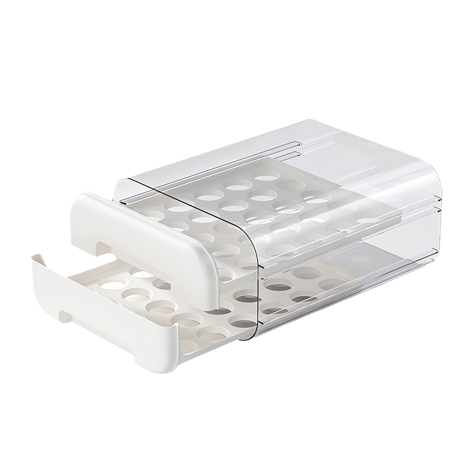 Tgbvmt Refrigerator Egg Storage Box 13.20In Double Layer Pull Out Drawer Transparent Visible Anti Roll Bottom Vented Fresh Keeping for Fridge Kitchen Cabinet Party Favors Decor Egg Storage Organizer