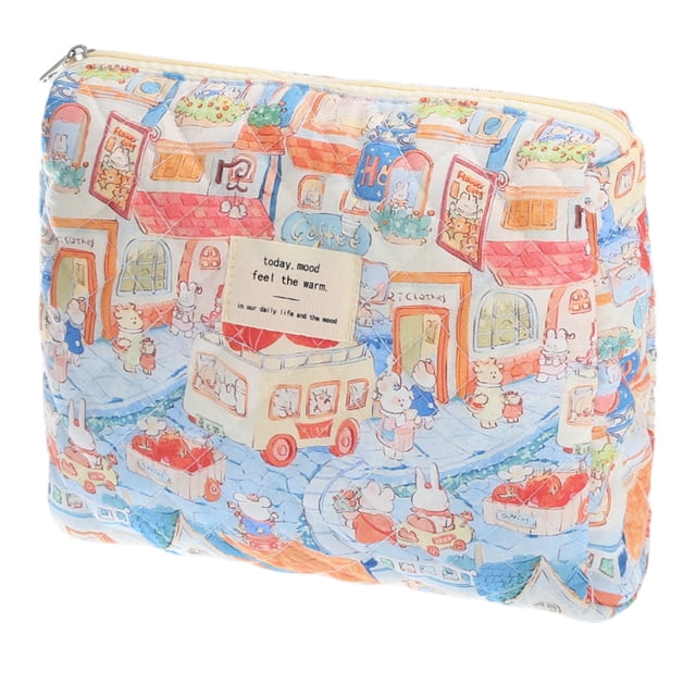 1 Pc Bolsa de Maquillaje de Conejo Acolchada Durable para Mujeres, Tamaño Mediano, para Vacaciones, Color Algodón Variado