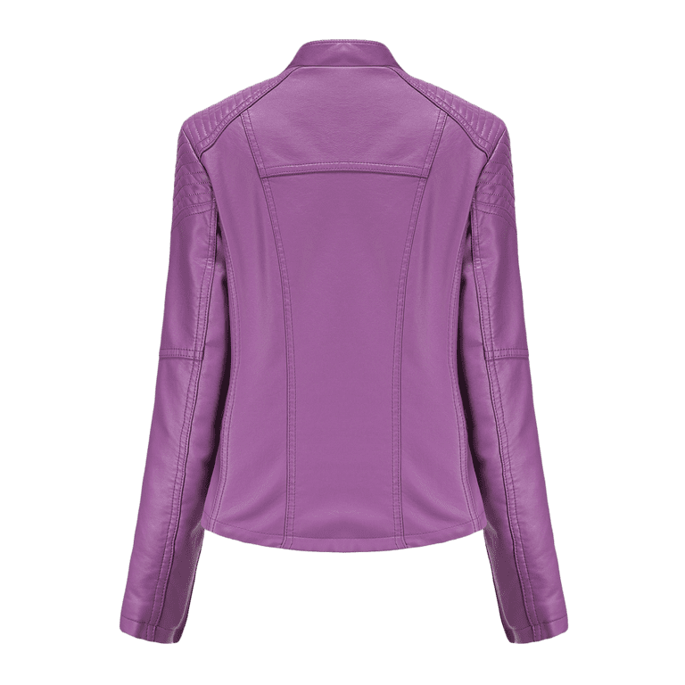 BVOFAR Women's Faux Leather Jackets Long Sleeve Full Zip Cropped