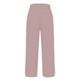 thumbnail image 6 of Bovemsi Women's Casual Pants Women Solid Straight Elastic Long Linen Waist Cotton Slit Trouser Legs with Pockets, 6 of 6