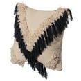 thumbnail image 3 of 16" Handwoven Cotton Throw Pillow Cover with Embossed and Fringed Crossed line, 3 of 6