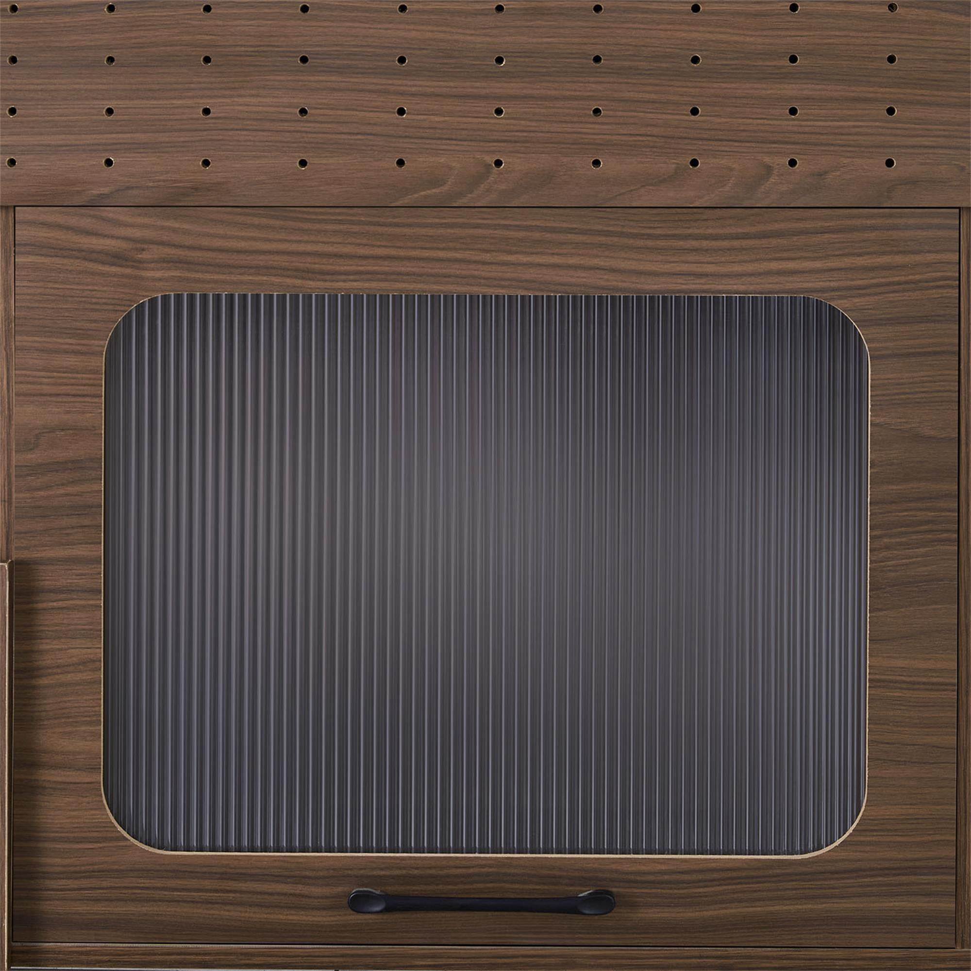 Pefilos 35" Cat Litter Box Enclosure, Hidden Cat Washroom Furniture with  Storage and Wheel, Enough for Most of Orange Cat and Litter Box, Brown
