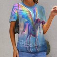 thumbnail image 6 of Rainbow Horse with Wings Women's T-Shirt Short Sleeve T Shirts Tops Tee Ladies Loose T, 6 of 6