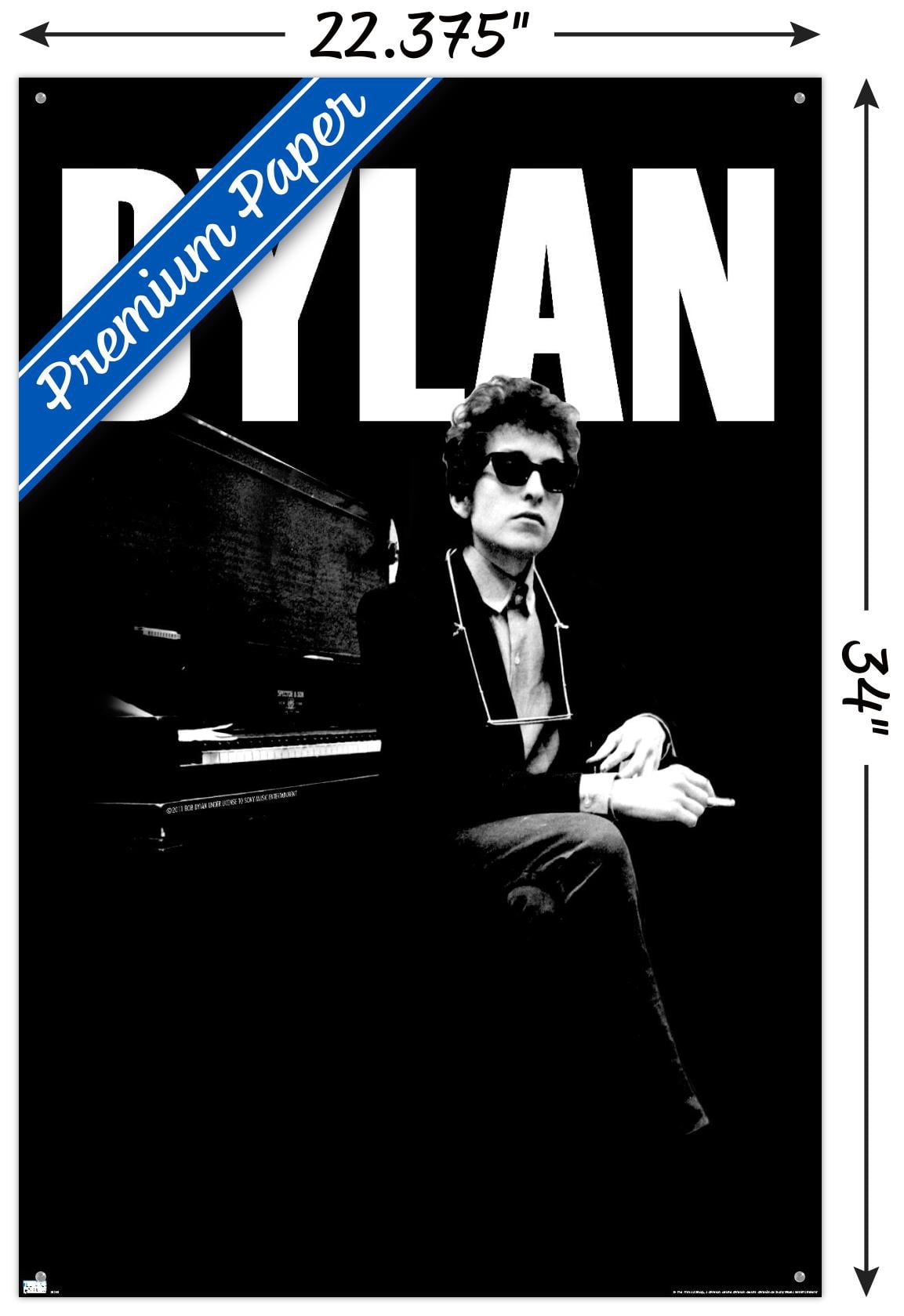 Bob Dylan - Piano Wall Poster with Pushpins, 22.375" x 34"