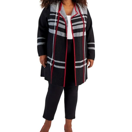 Kasper Womens Open Front Cardigan Sweater, Multicoloured, Plus Size, 2X