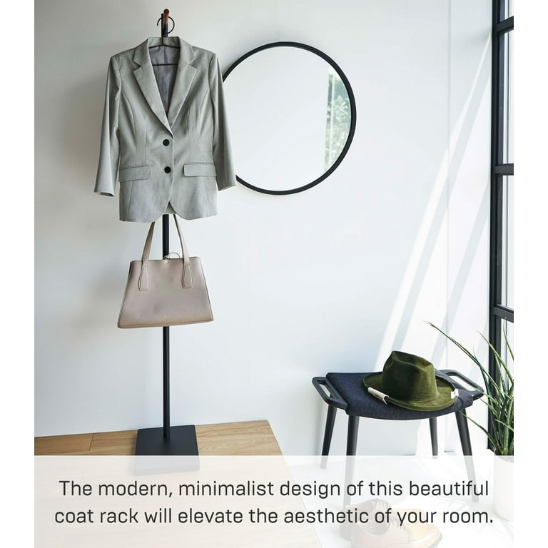 Yamazaki Home Coat Rack, Black, Steel Wood