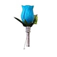 thumbnail image 2 of Angel Isabella Angel Isabella Boutonniere - Deep Blue Turquoise Rose with Gray Ribbon,pin Included, 2 of 2