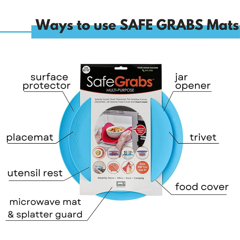 Safe Grabs: Multi-Purpose Silicone Original Microwave Mat from Shark Tank, Splatter Guard, Trivet, Hot Pad, Pot Holder, Kitchen Tool (BPA-Free, Heat  Resistant,…