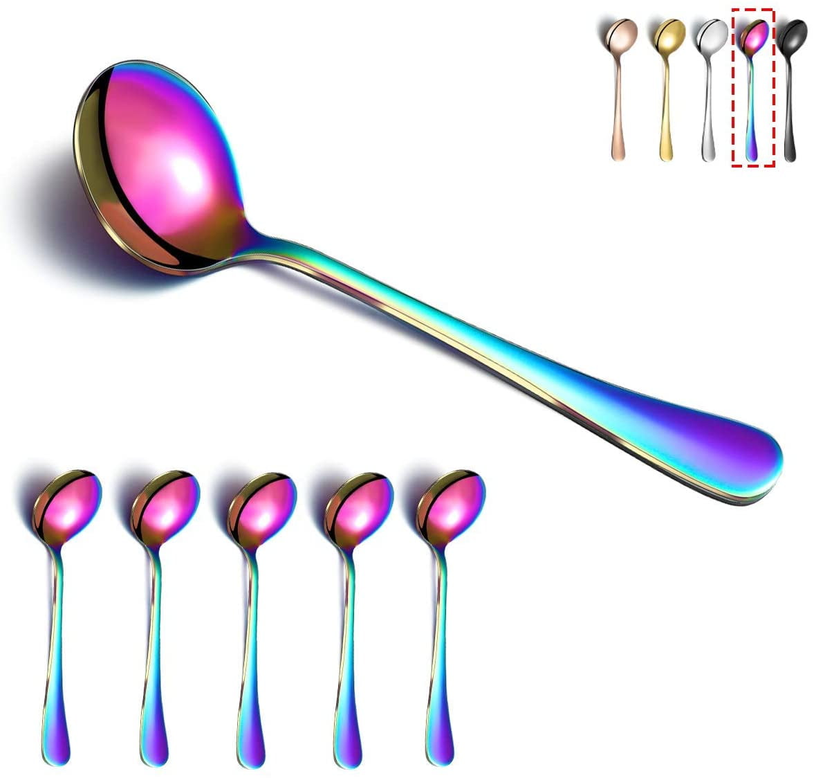 Rainbow Colorful Stainless Steel Coffee Sugar Spoon Dessert Luxury Kitchenware 