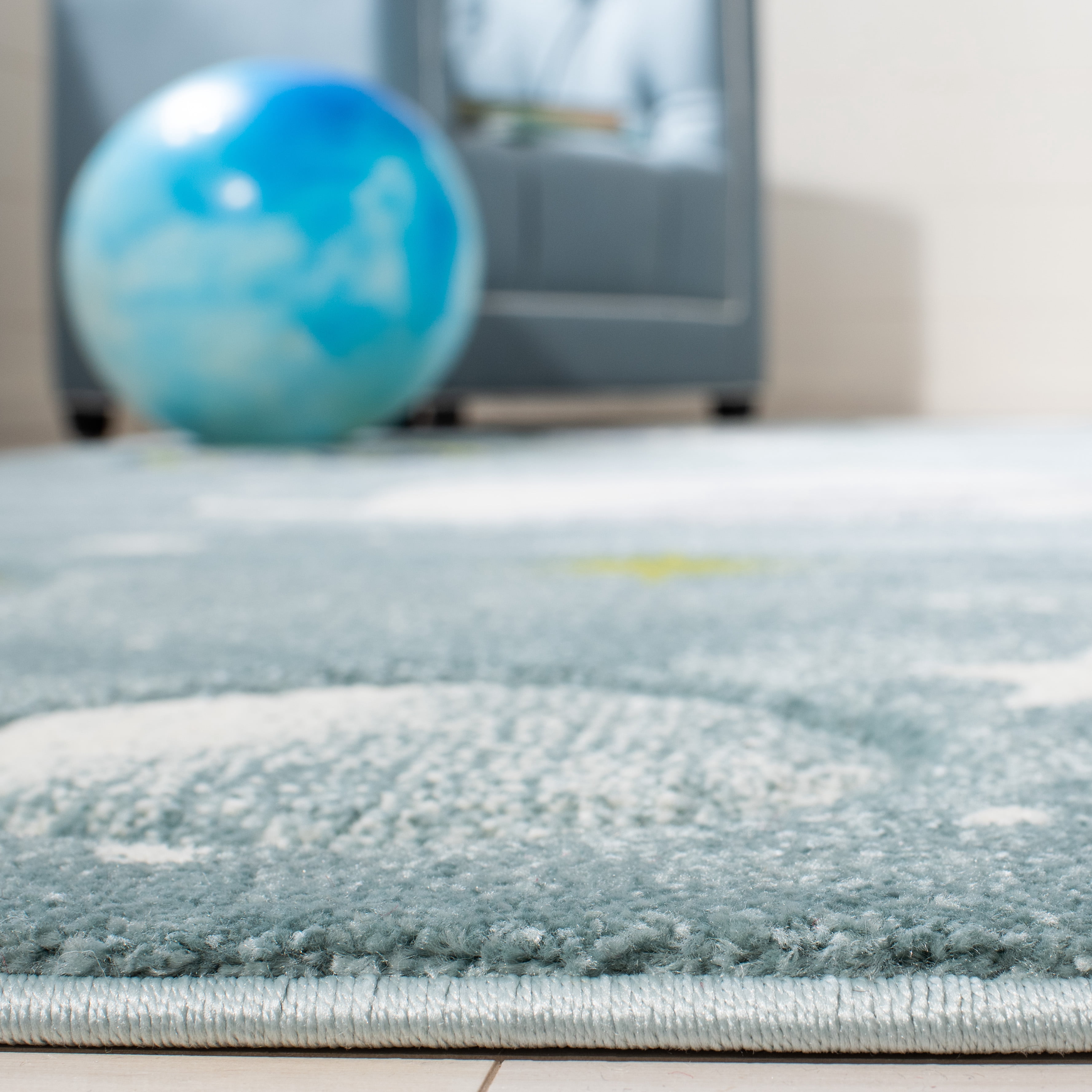 SAFAVIEH Carousel Kids World of Planets Runner Rug, Teal/Ivory, 2' x 8'