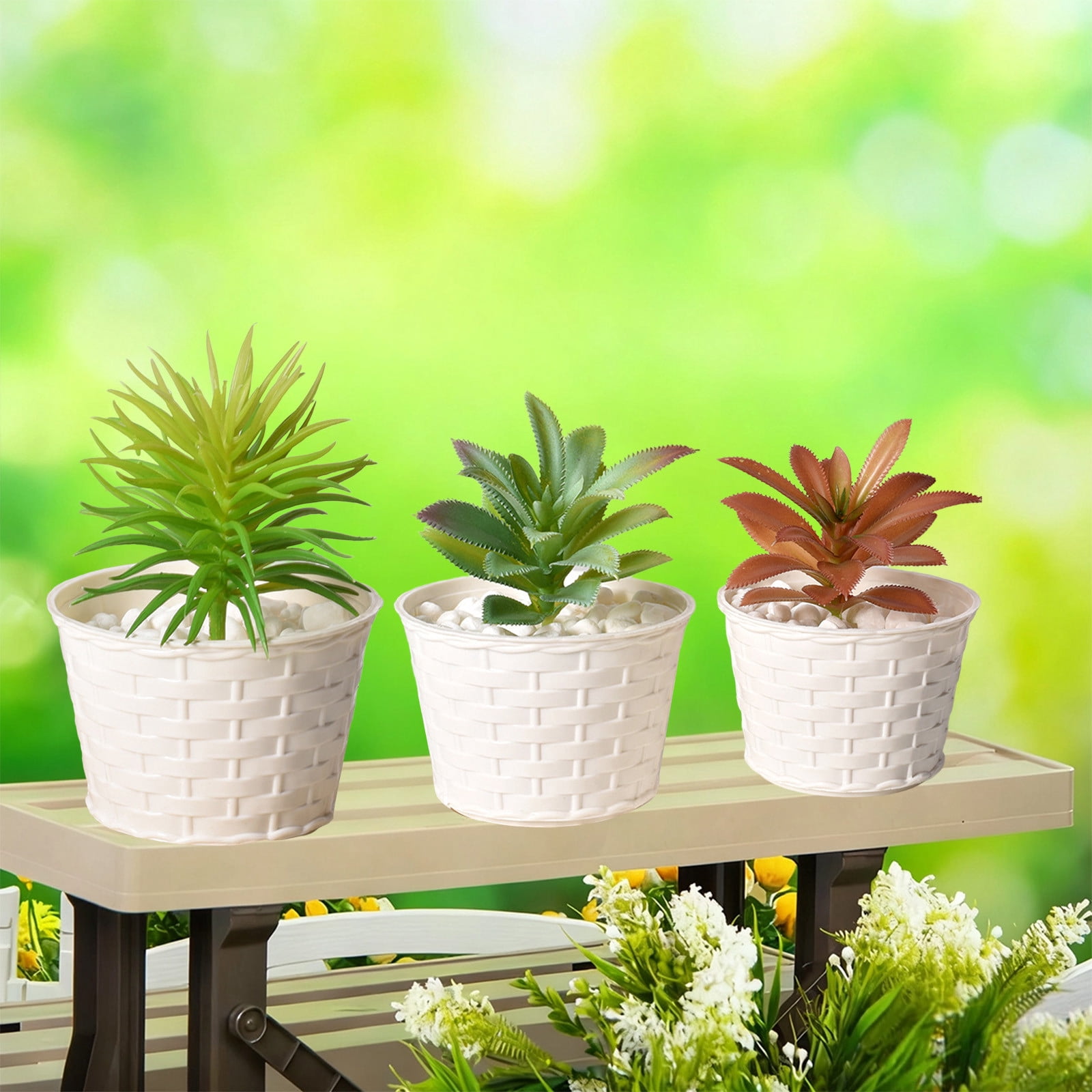 Bowayaoa Plastic Plant Pot for Indoor Outdoor Succulents, Decorative Flower Pot with Aesthetic Design for Small Plants, Lightweight Versatile Planter for Balcony Garden Decor
