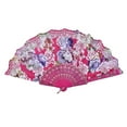 thumbnail image 3 of kjfeif Rose Lace Floral Folding Hand Fans Chinese Retro Folding Fan Bridal Dancing Props Church Wedding Party Favors, 3 of 6