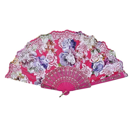 

Toyfunny Best Chinese Style Dance Wedding Party Lace Silk Folding Hand Held Flower Fan