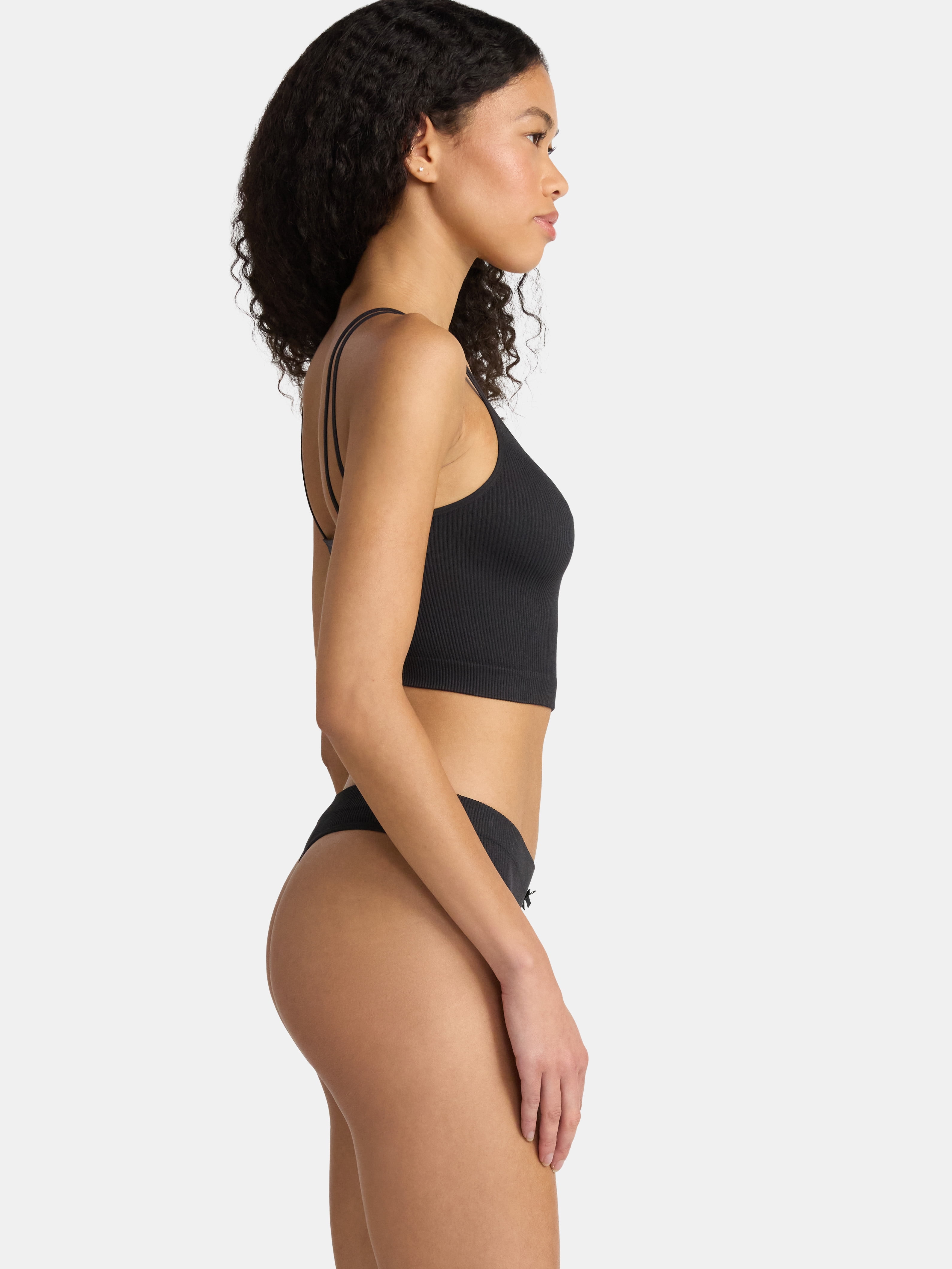 No Boundaries Seamless Cami Bra and Thong Panties Set, 2 Piece, Women's XS-XXXL