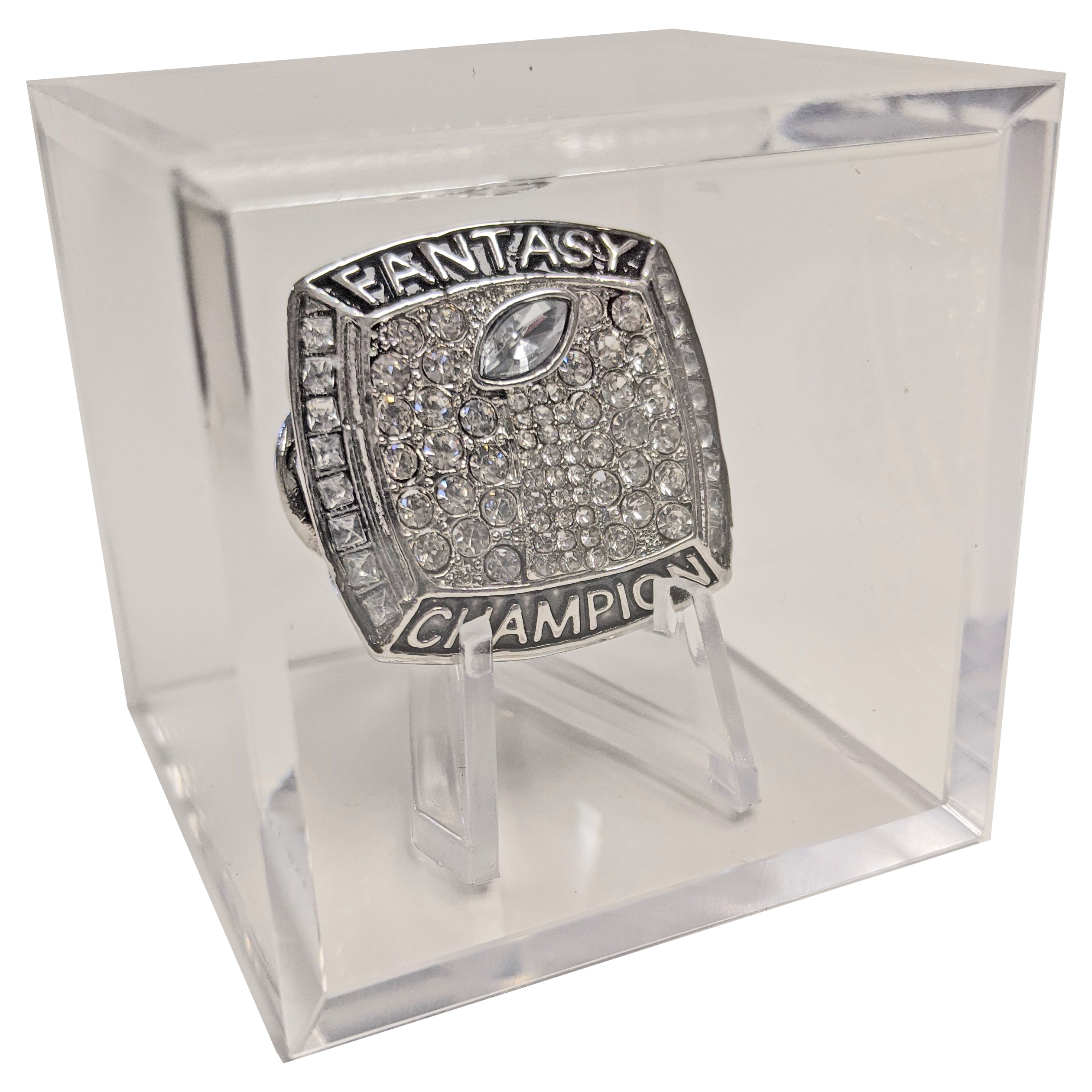 ~#Championship Ring Display Case Box Stand Holder Cube Sport Fantasy Football