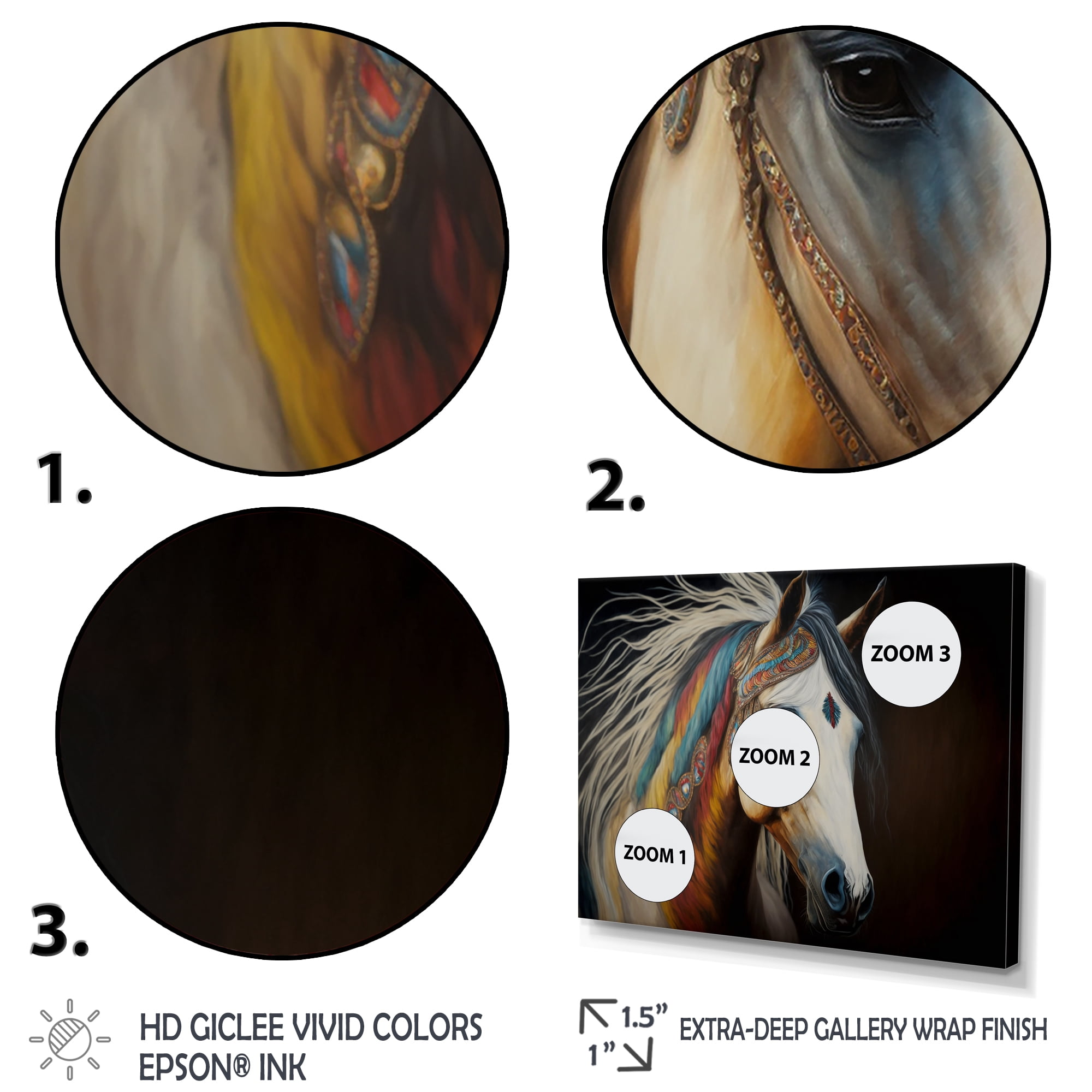 Designart Colorful Native American Horse V Canvas Wall Art