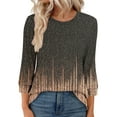 thumbnail image 4 of Womens 3/4 Sleeve Tops Crew Neck Floral Print Fall Blouse Casual Loose Tunic Tee Tops, 4 of 6