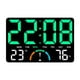 thumbnail image 1 of Reloj de pared digital, medidor de temperatura con pantalla grande, despertador para sala de estudio Verde, 1 of 9