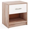 thumbnail image 1 of Costway Modern Nightstand Bedside Table with Drawer Open Storage Shelf for Small Spaces Oak&White, 1 of 10