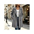 thumbnail image 7 of Zynoxe Womens Jackets With Side Pockets Classic Notched Lapel Button Winter Jackets for Women Relaxed Mid‑Length Long Sleeve Coat Versatile Solid Color Casual Overcoat S, 7 of 7