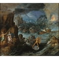 thumbnail image 2 of Joos de Momper 22x20 Gold Ornate Framed and Double Matted Museum Art Print Titled - Shipwreck of the Greek Fleet on the Voyage Home from Troy, 2 of 4