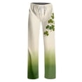 thumbnail image 3 of Fgvctg St. Patrick's Day Plus Size Pajamas for Women Lucky Shamrock Clover Print Wide Leg Pajamas Sleepwear High Waisted Pj Pants Loose Spring Drawstring Lounge Pants with Pockets Khaki XL, 3 of 6
