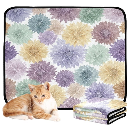 Qxltty Vibrant Floral Cat litter Pads Pet Set of 3 Diaper Mats Center Anti-leakage Layer Absorbent Soft and Comfortable