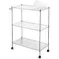 thumbnail image 1 of Ourlova 3-Tier Heavy Duty Metal Utility Rolling Cart, 300Lbs NSF Chrome Trolley with Handle & Shelf Liners, 1 of 7