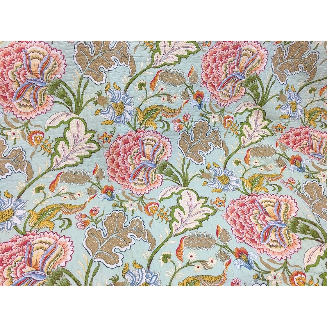 Cozy Line Aregada Floral Cotton 3-Piece Reversible Quilt Set - King